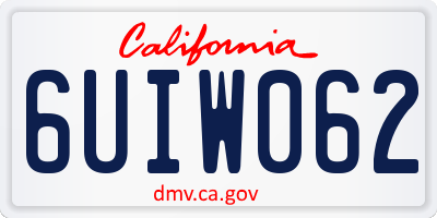 CA license plate 6UIW062