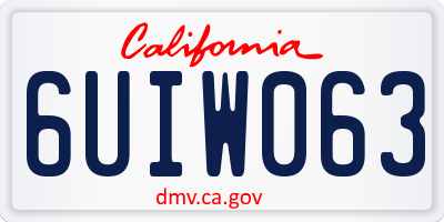 CA license plate 6UIW063