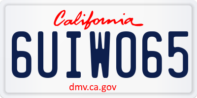 CA license plate 6UIW065