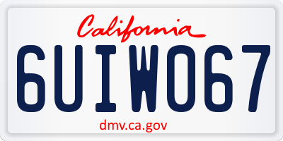 CA license plate 6UIW067