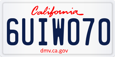 CA license plate 6UIW070