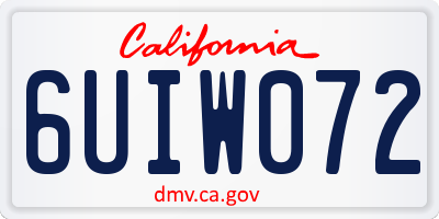 CA license plate 6UIW072