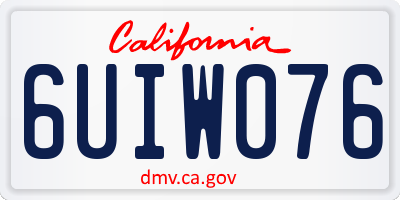 CA license plate 6UIW076