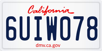 CA license plate 6UIW078