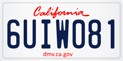 CA license plate 6UIW081