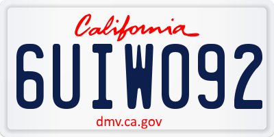 CA license plate 6UIW092