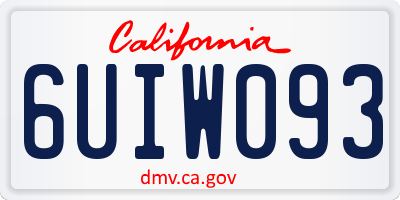 CA license plate 6UIW093