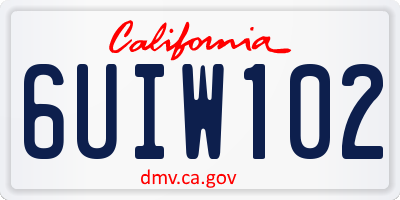 CA license plate 6UIW102