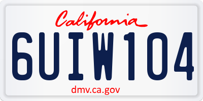 CA license plate 6UIW104