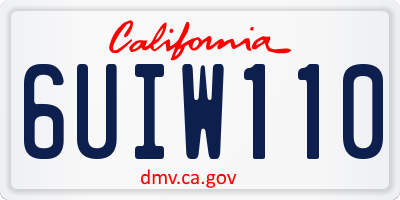 CA license plate 6UIW110