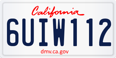 CA license plate 6UIW112