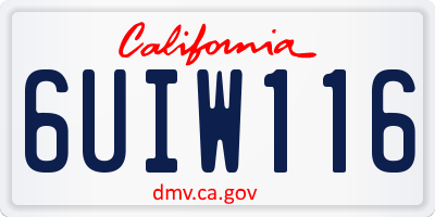 CA license plate 6UIW116