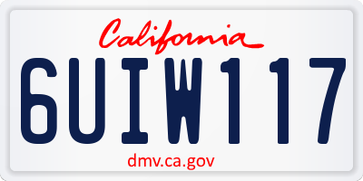 CA license plate 6UIW117