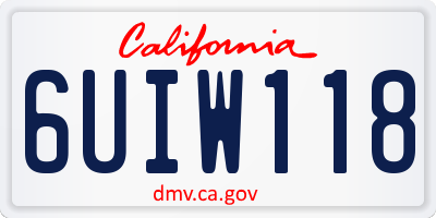 CA license plate 6UIW118
