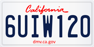 CA license plate 6UIW120