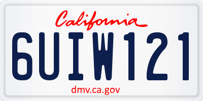 CA license plate 6UIW121