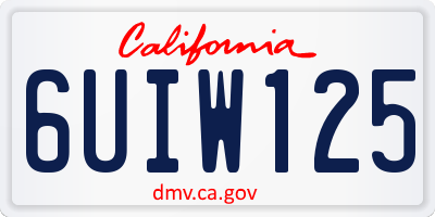 CA license plate 6UIW125