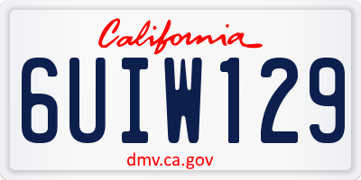 CA license plate 6UIW129
