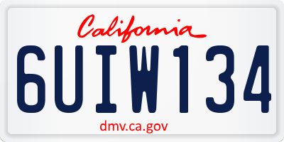CA license plate 6UIW134
