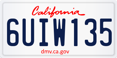 CA license plate 6UIW135