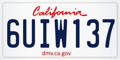 CA license plate 6UIW137