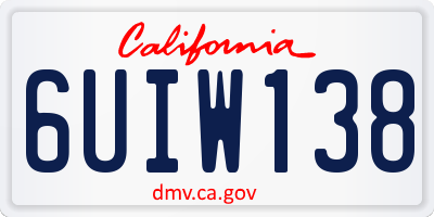 CA license plate 6UIW138
