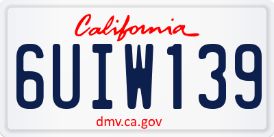 CA license plate 6UIW139