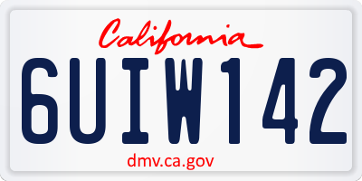 CA license plate 6UIW142