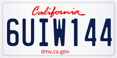 CA license plate 6UIW144