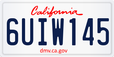 CA license plate 6UIW145