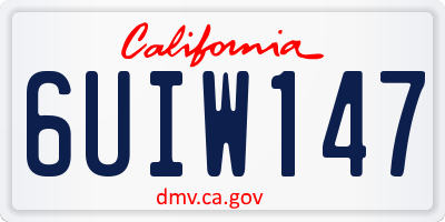 CA license plate 6UIW147