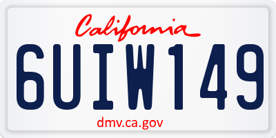 CA license plate 6UIW149
