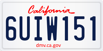 CA license plate 6UIW151