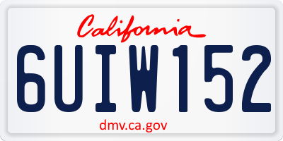CA license plate 6UIW152