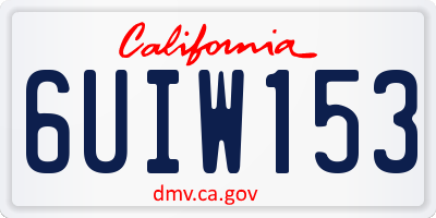 CA license plate 6UIW153