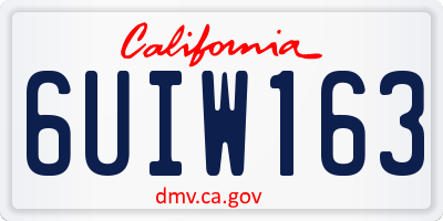 CA license plate 6UIW163