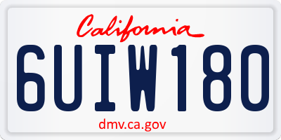 CA license plate 6UIW180