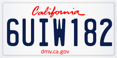 CA license plate 6UIW182
