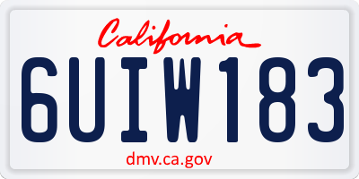 CA license plate 6UIW183