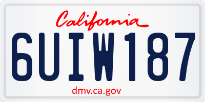 CA license plate 6UIW187