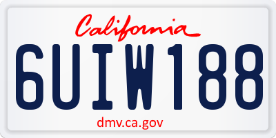 CA license plate 6UIW188