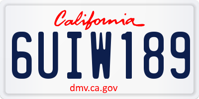 CA license plate 6UIW189