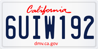 CA license plate 6UIW192