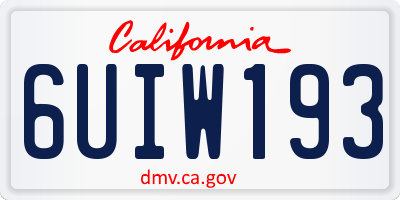 CA license plate 6UIW193