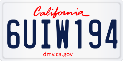 CA license plate 6UIW194