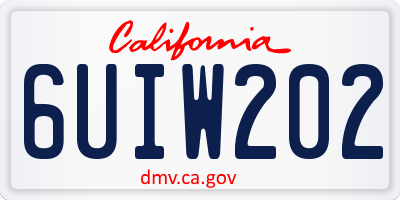 CA license plate 6UIW202
