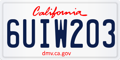 CA license plate 6UIW203