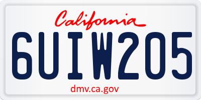 CA license plate 6UIW205