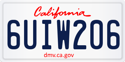CA license plate 6UIW206