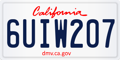 CA license plate 6UIW207